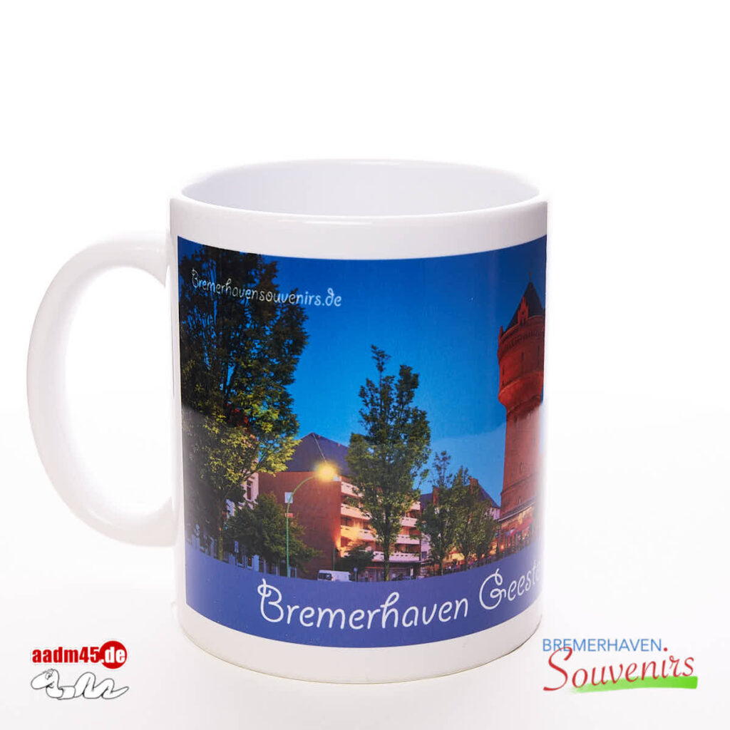 Bremerhaven Geestemünde Wasserturm Blaue Stunde Kaffeepott Bremerhavenbecher