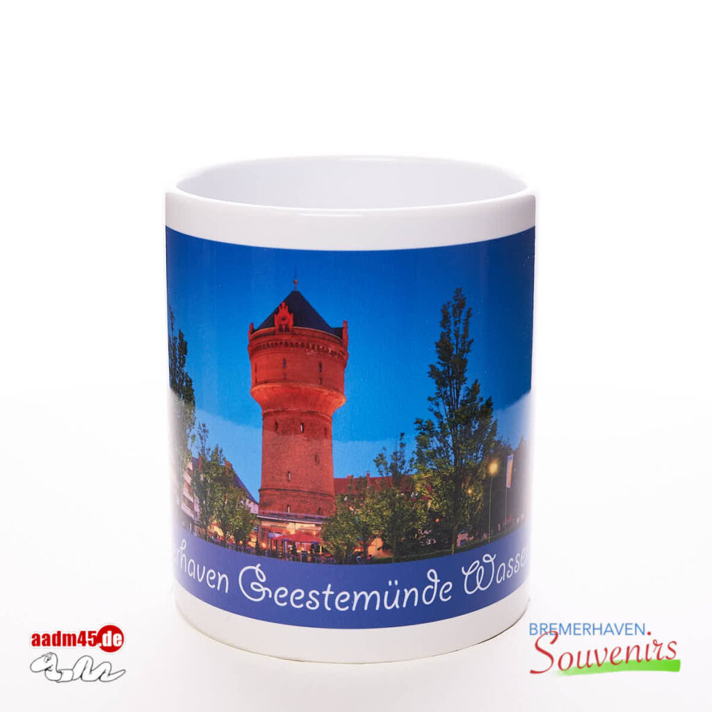 Bremerhaven Geestemünde Wasserturm Blaue Stunde Kaffeepott Bremerhavenbecher