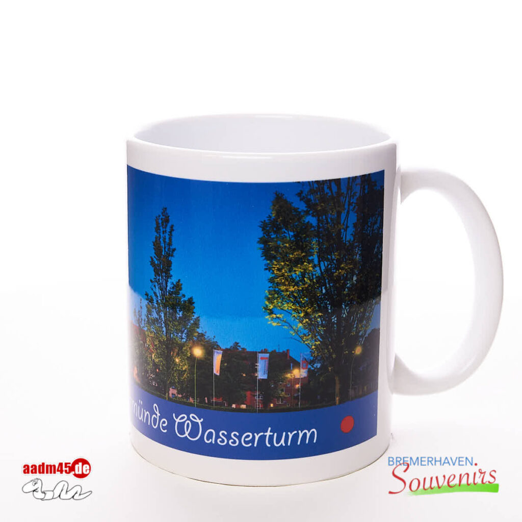 Bremerhaven Geestemünde Wasserturm Blaue Stunde Kaffeepott Bremerhavenbecher