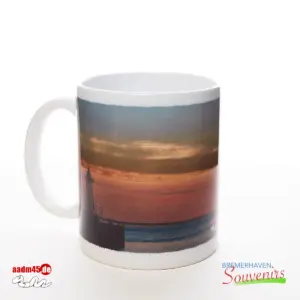 Bremerhaven Geestemole im Sonnenuntergang Kaffeepott Bremerhavenbecher – Bild 3