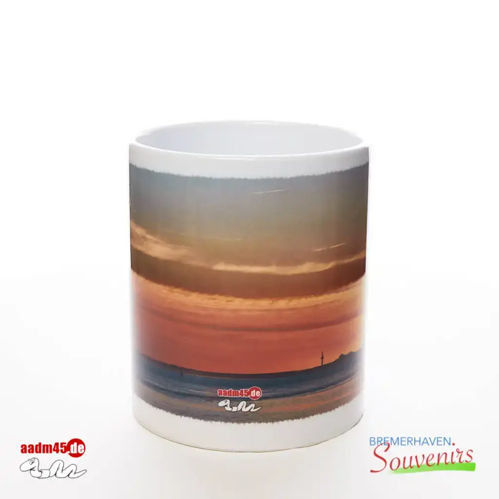 Bremerhaven Geestemole im Sonnenuntergang Kaffeepott Bremerhavenbecher