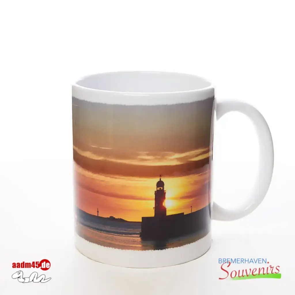 Bremerhaven Geestemole im Sonnenuntergang Kaffeepott Bremerhavenbecher