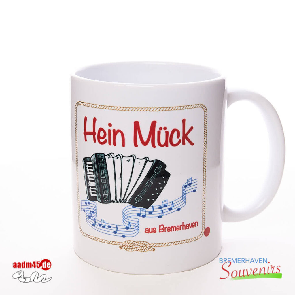 Hein Mück aus Bremerhaven Akkordeon Kaffeepott Bremerhavenbecher