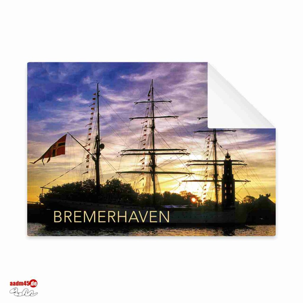 Bremerhaven Leuchtturm Oberfeuer im Sonnenuntergang Postkarte