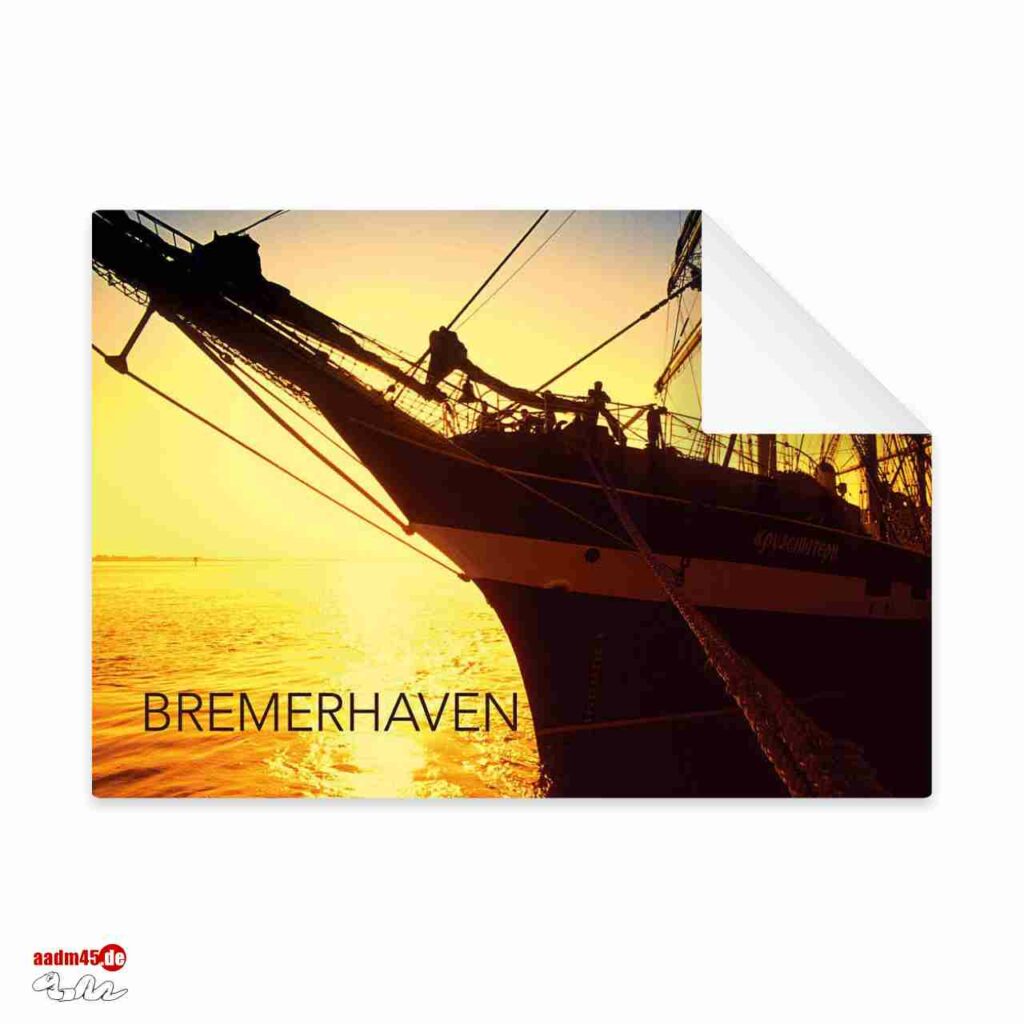 Bremerhaven KRUZENSTERN im Sonnenuntergang Postkarte