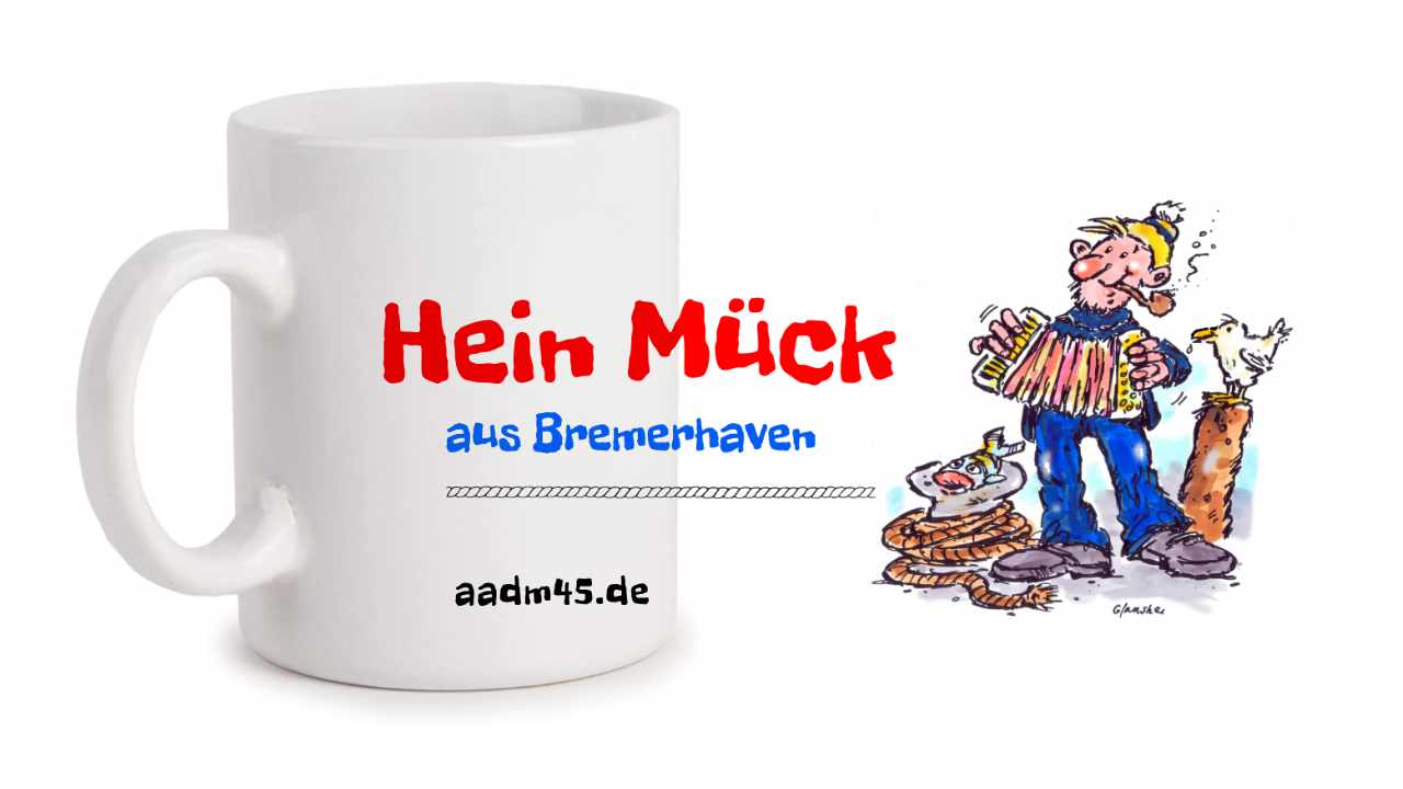 Fototasse »Hein Mück aus Bremerhaven 1« – Karikatur von Heinz Glaasker © 2021