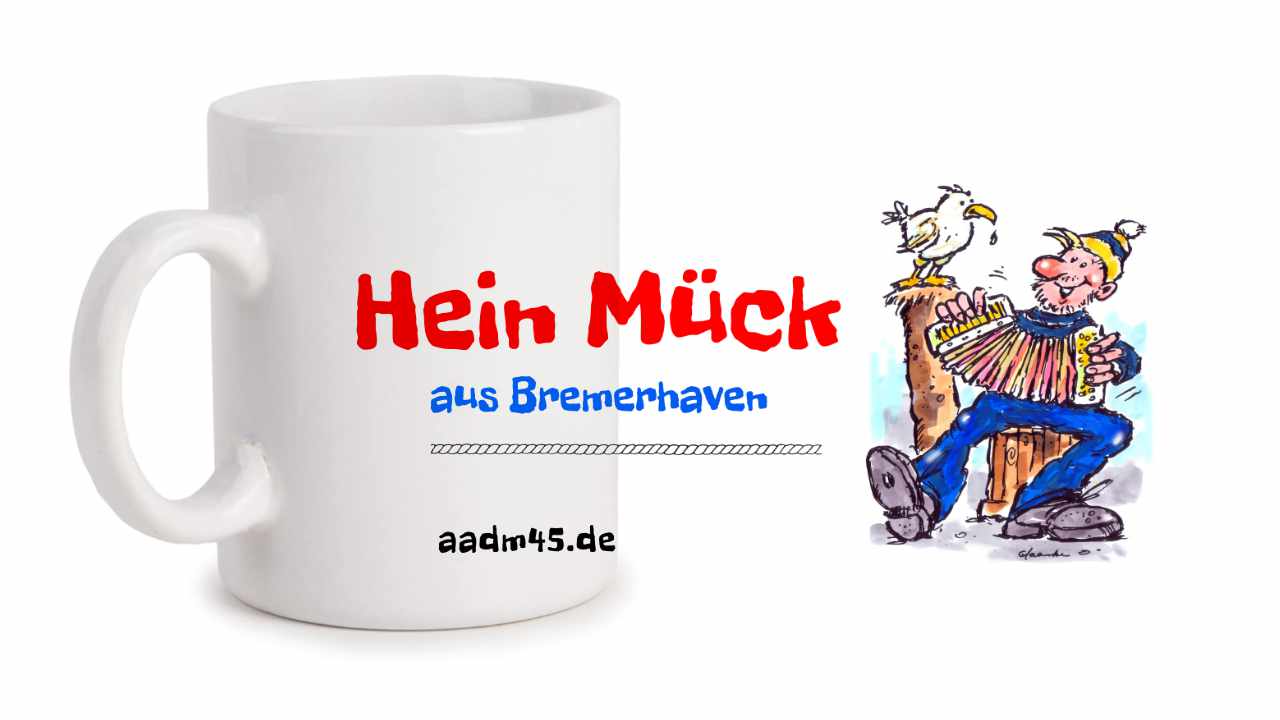 Fototasse »Hein Mück aus Bremerhaven 2« – Karikatur von Heinz Glaasker © 2021