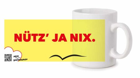 Bremerhaven Mundart »Nütz ja nix« Kaffeepott Bremerhavenbecher – Bild 2