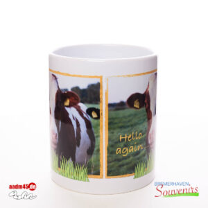 Kuh & »Hello again…« Text Becher – Bild 2