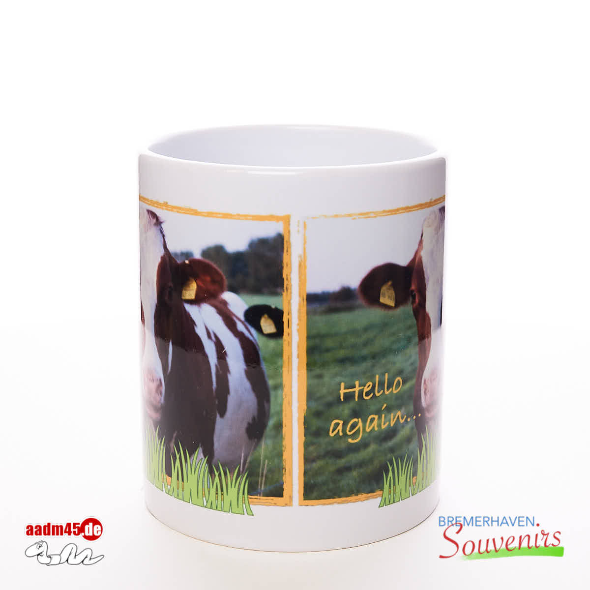 Kuh & »Hello again…« Text Becher – Bild 2