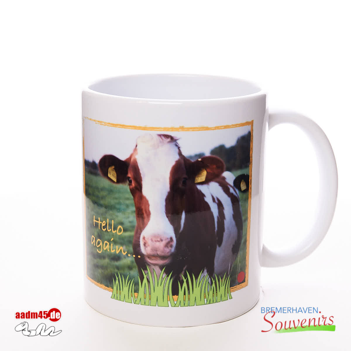 Kuh & »Hello again…« Text Becher – Bild 3