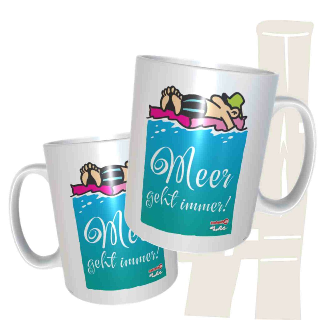 Meer geht immer! mit Illustration Kaffeepott