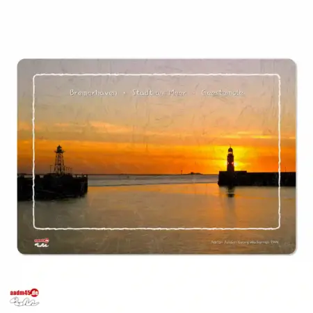Bremerhaven Geestemole im Sonnenuntergang Glasbrett