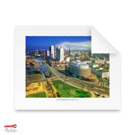 Kunstdruck Bremerhaven Blick vom Radarturm auf die City 1987 auf Hahnemühle William Turner Künstlerpapier