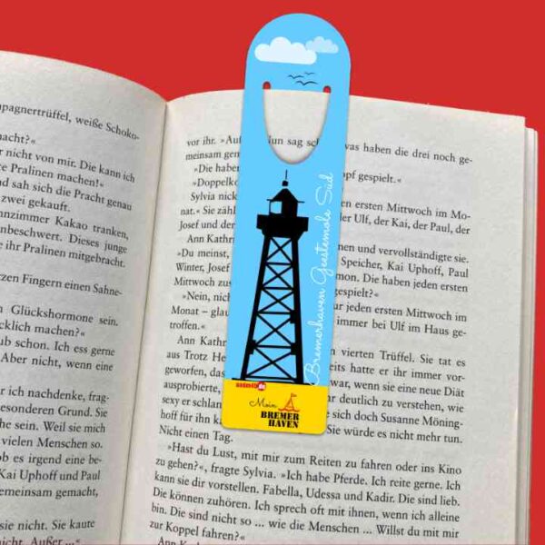 Lesezeichen Bremerhaven Leuchtturm Geestemole Südfeuer auf Aluminium