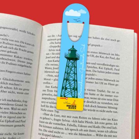 Lesezeichen Bremerhaven Leuchtturm Geestemole Südfeuer auf Aluminium