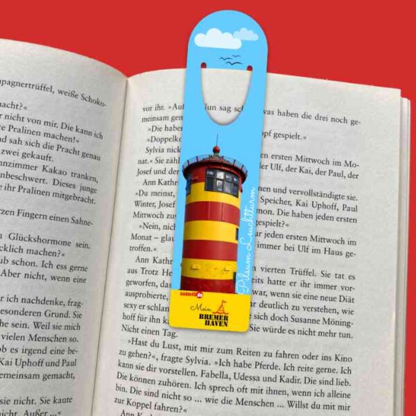 Lesezeichen Ostfriesland Leuchtturm Pilsum auf Aluminium