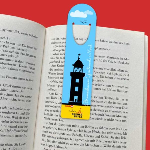 Lesezeichen Bremerhaven Leuchtturm Geestemole Nordfeuer auf Aluminium