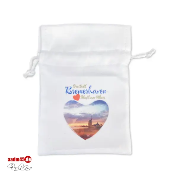Geschenkbeutel Bremerhaven Weserstrand 9x14cm mit aufgedrucktem Design