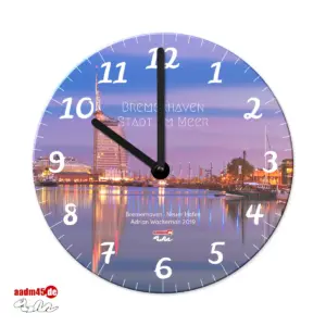 Produktbild Wanduhr Bremerhaven Neuer Hafen zur blauen Stunde