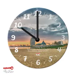 Produktbild Wanduhr Bremerhaven Weserstrand blaue Stunde