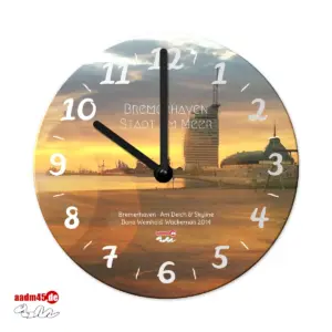 Produktbild Wanduhr Bremerhaven Weserstrand Sonnenuntergang
