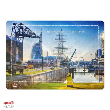 Bremerhaven Alter Hafen mit Seute Deern Glasbrett