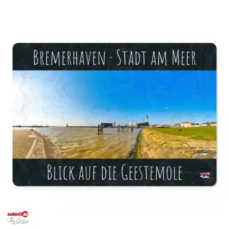 Bremerhaven Blick auf die Geestemole Glasbrett