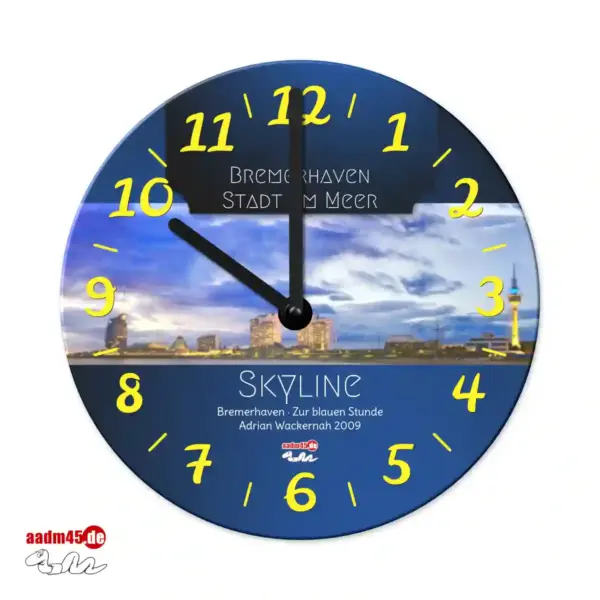 Bremerhaven  Skyline Blaue Stunde Wanduhr