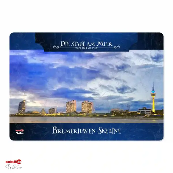 Bremerhaven Skyline blaue Stunde Glasschneidebrett