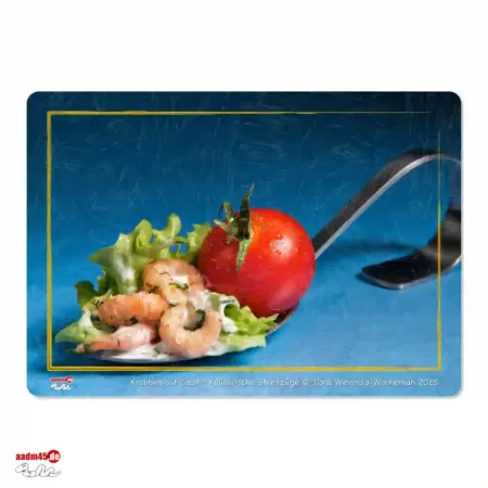Edition Kulinarische Streifzüge Krabben auf Salat Glasbrett
