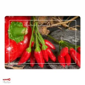 Kulinarische Streifzüge Peperoni Glasschneidebrett