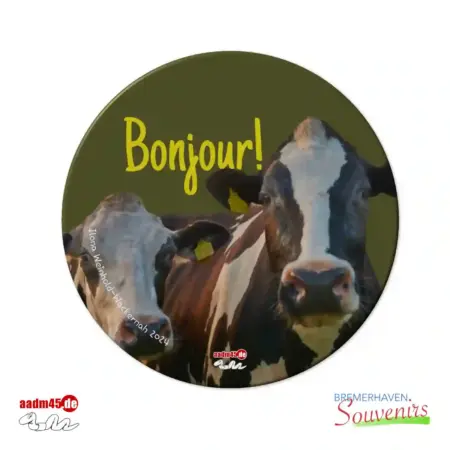 Kuh „Bonjour!“ Glasuntersetzer