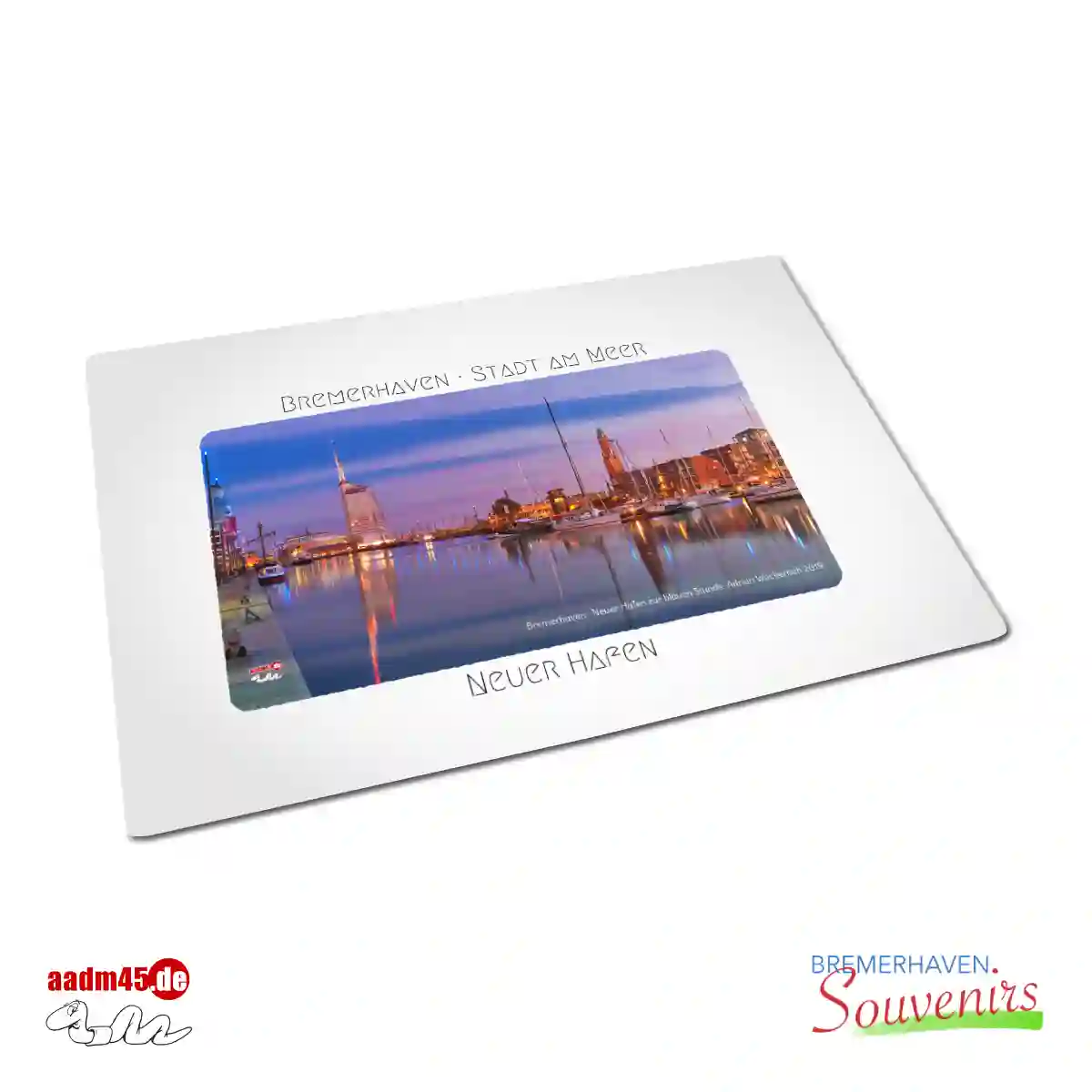 Bremerhaven Neuer Hafen blaue Stunde Textil Tischset – Bild 1