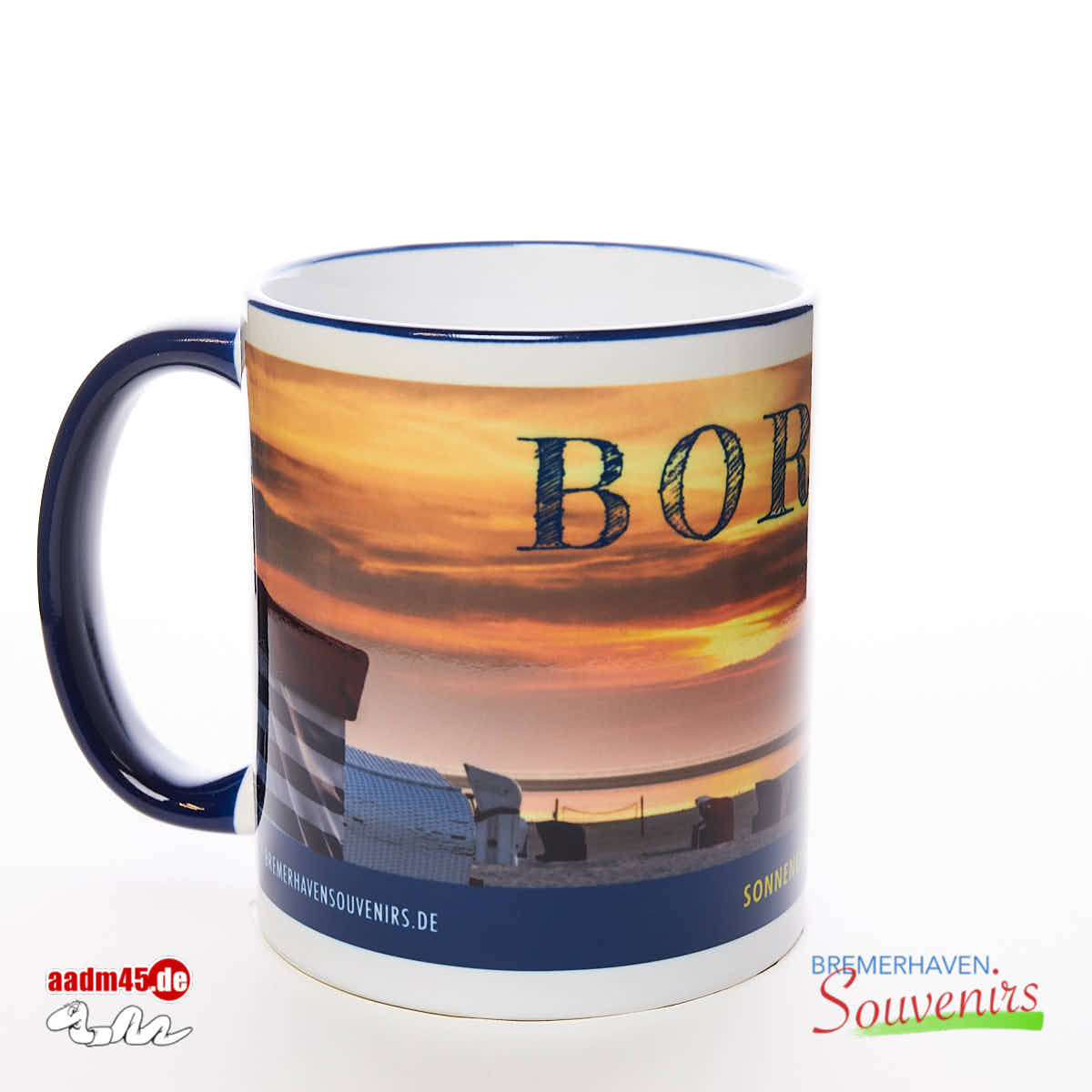 Borkum Sonnenuntergang Becher Kobaltblau – Bild 1
