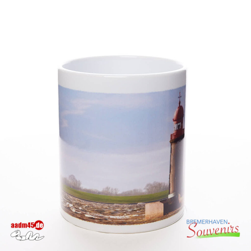 Bremerhaven Leuchtturm Geestemole Nordfeuer bei Hochwasser Kaffeepott Bremerhavenbecher