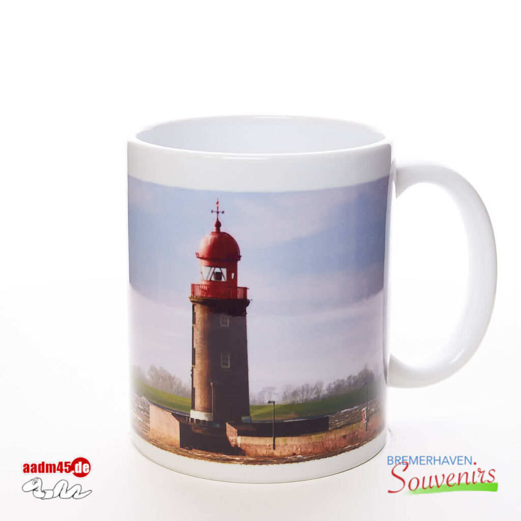 Bremerhaven Leuchtturm Geestemole Nordfeuer bei Hochwasser Kaffeepott Bremerhavenbecher