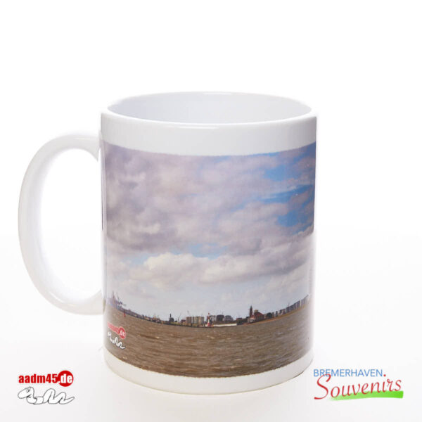 Bremerhaven Geestemole Nordfeuer mit Skyline Becher