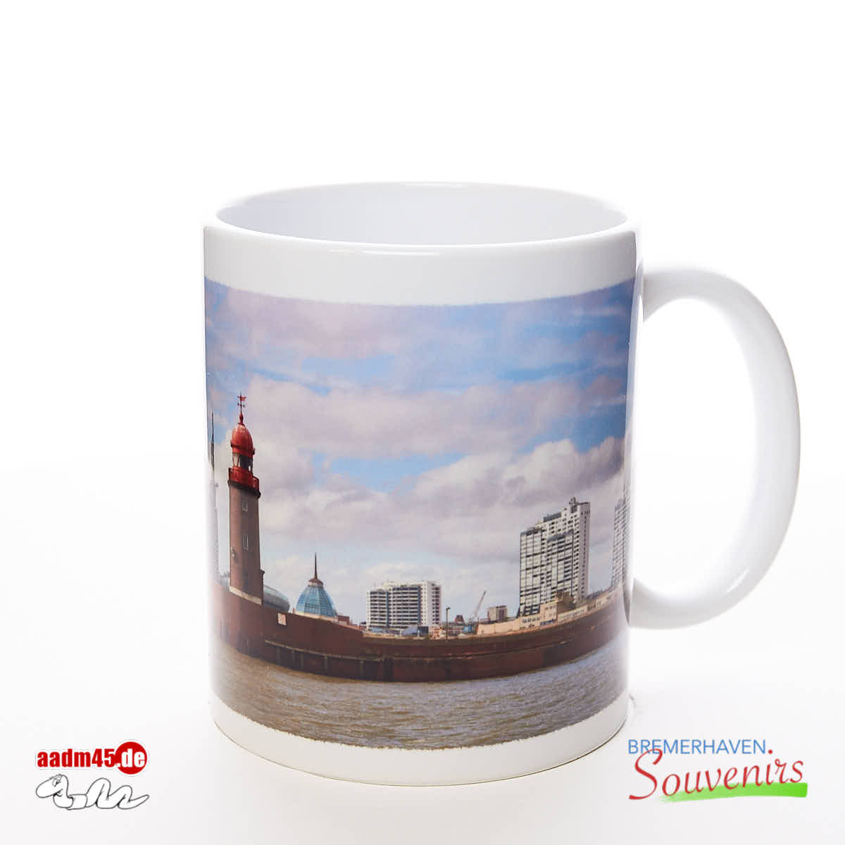 Bremerhaven Geestemole Nordfeuer mit Skyline Becher – Bild 1