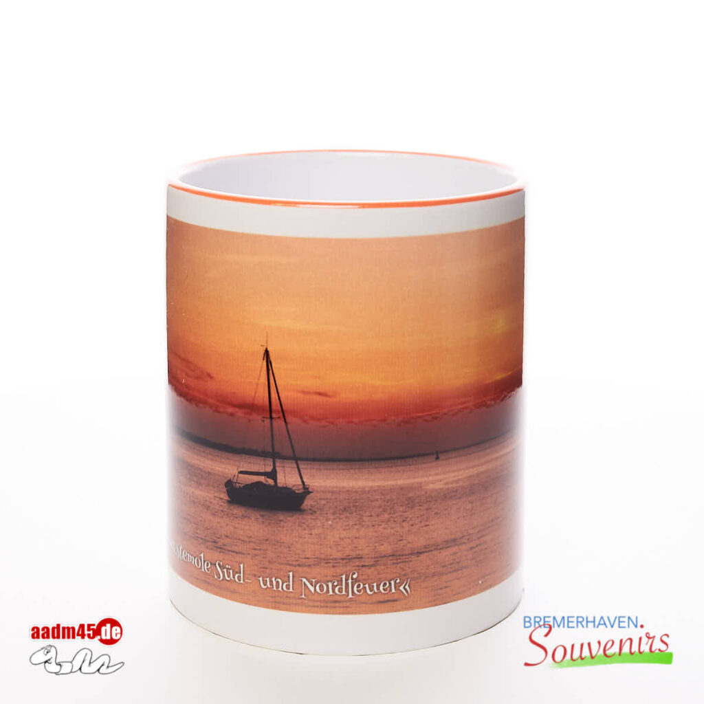 Bremerhaven Geestemole + Segelboot Kaffeepott Bremerhavenbecher
