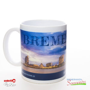 Bremerhaven Skyline blaue Stunde Becher