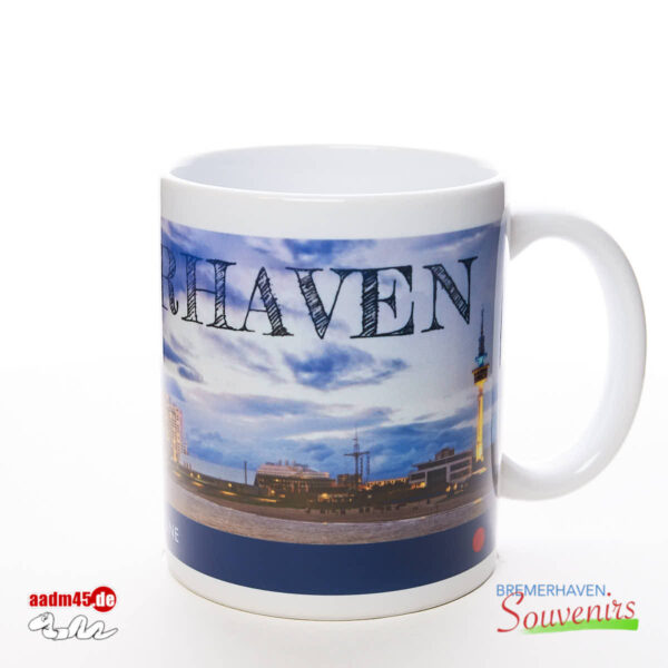 Bremerhaven Skyline blaue Stunde Becher