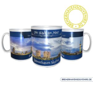 Bremerhaven Skyline Blaue Stunde Kaffeepott – Bild 3