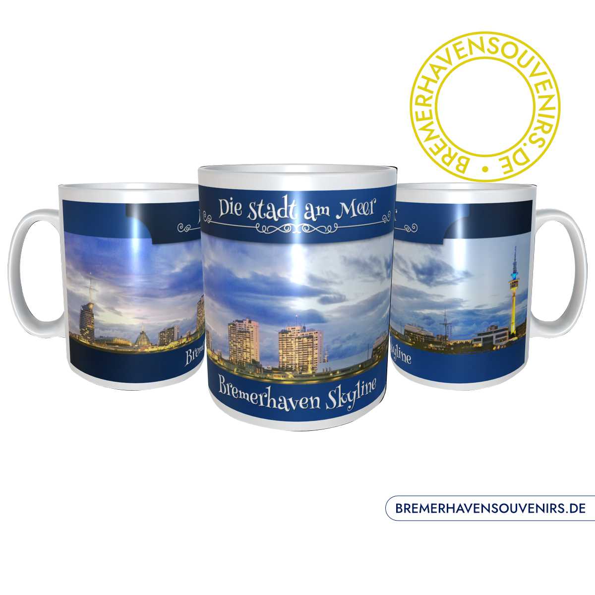 Bremerhaven Skyline Blaue Stunde Kaffeepott – Bild 3