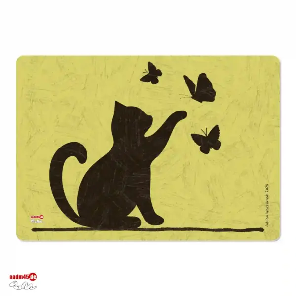 Design Katze spielt mit Schmetterlingen Glasbrett