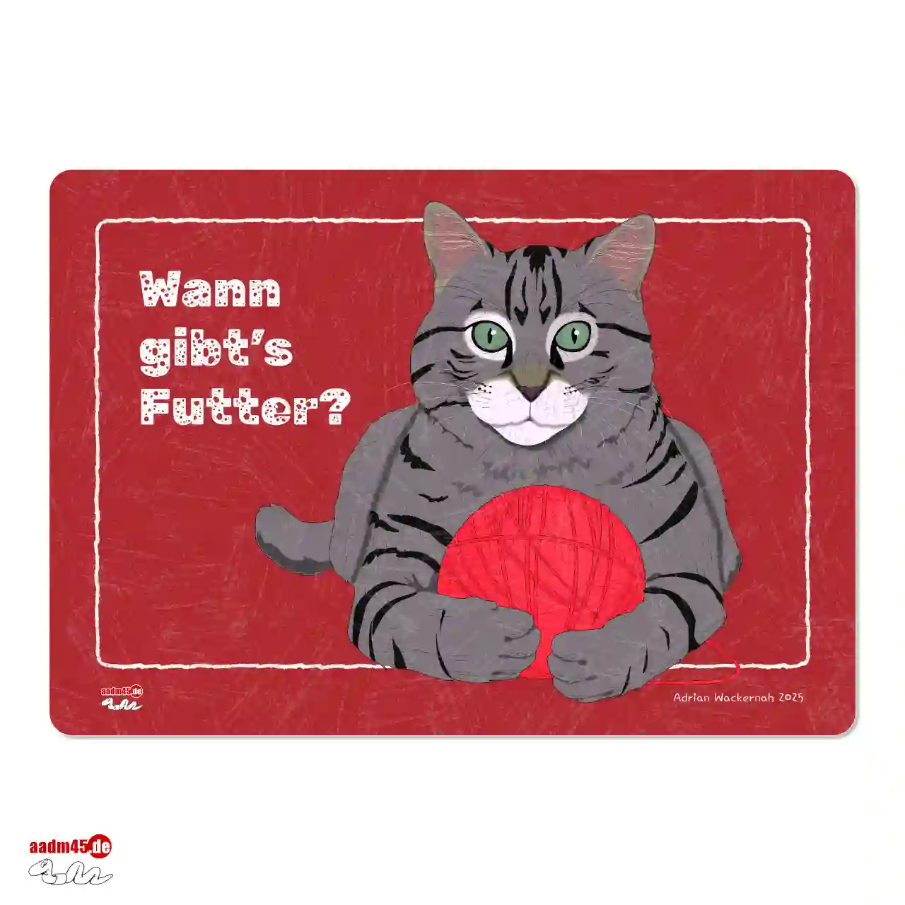 Design Katze »Wann gibt's Futter?« Glasbrett