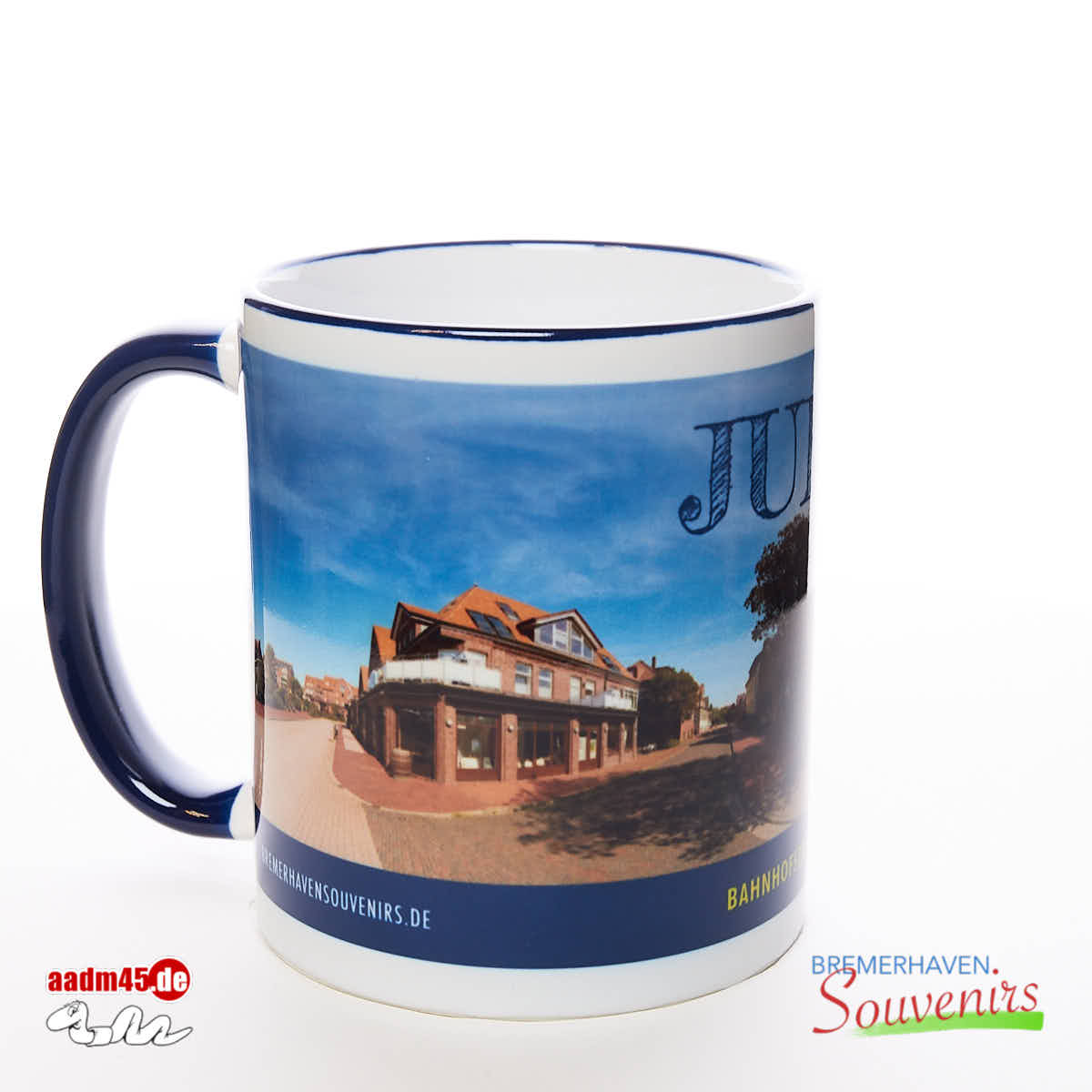 Juist Bahnhofstraße Panorama Kaffeepott – Bild 1