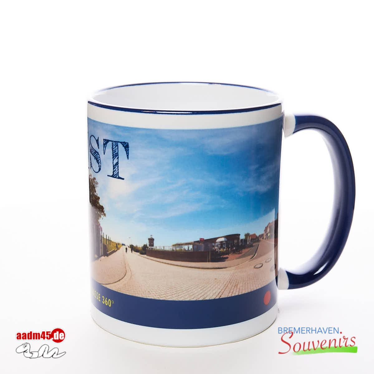 Juist Bahnhofstraße Panorama Kaffeepott – Bild 3