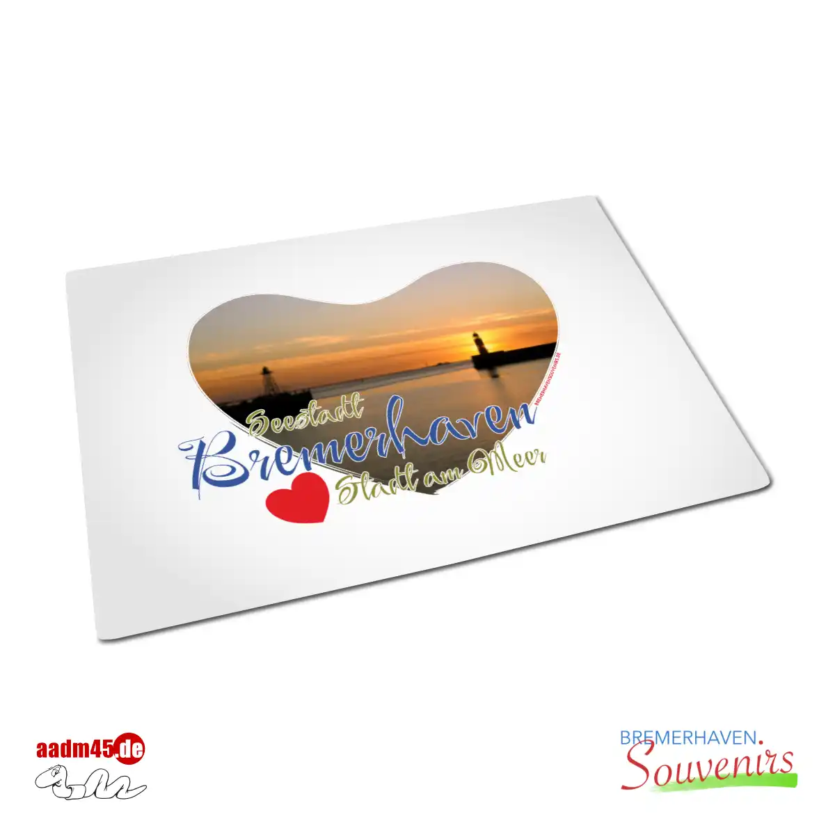 Bremerhaven Geestemole im Sonnenuntergang Herz Textiltischset 39x26 cm