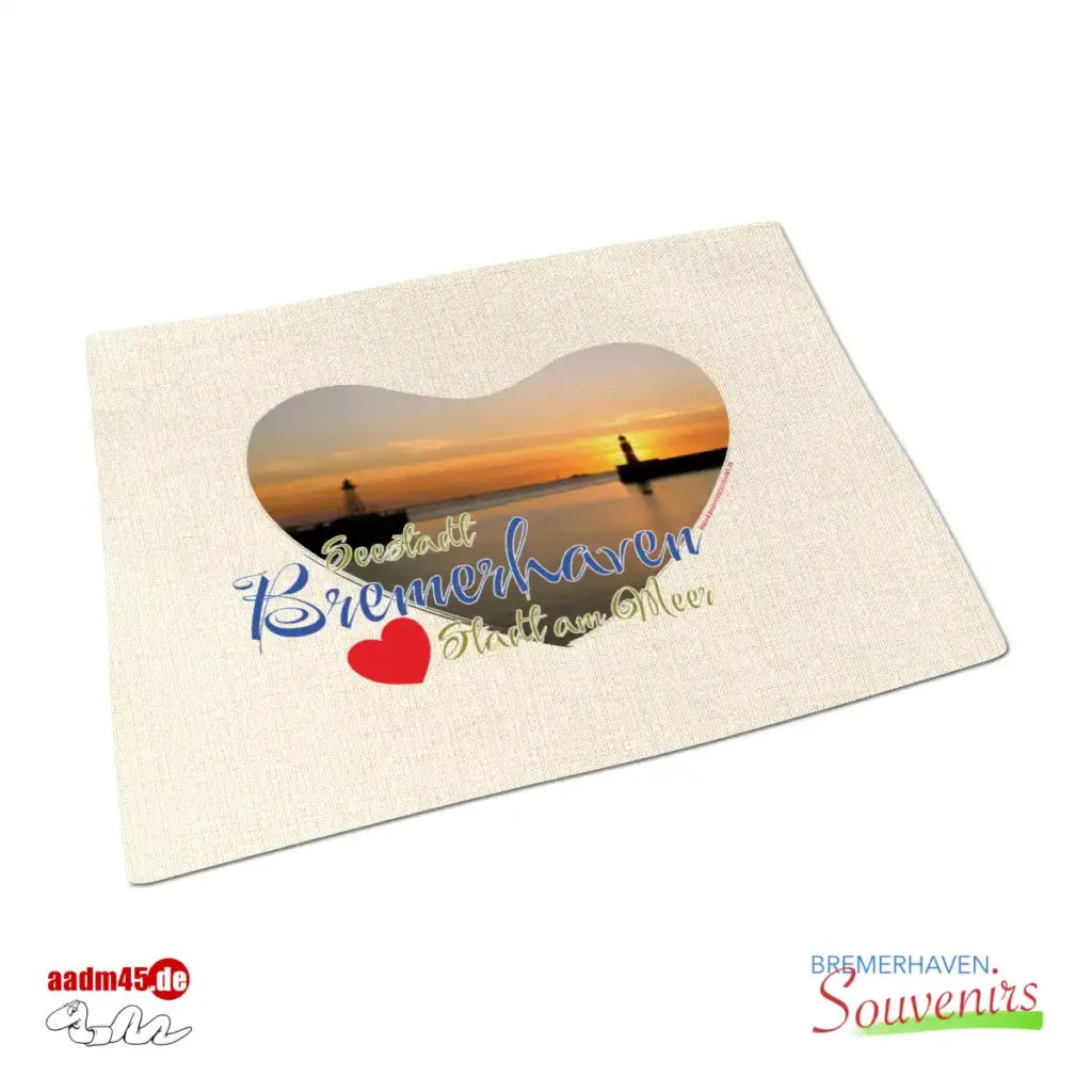 Bremerhaven Geestemole im Sonnenuntergang Herz Textiltischset 40x30 cm